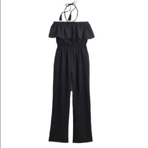 J Crew Linen Ruffle Jumpsuit